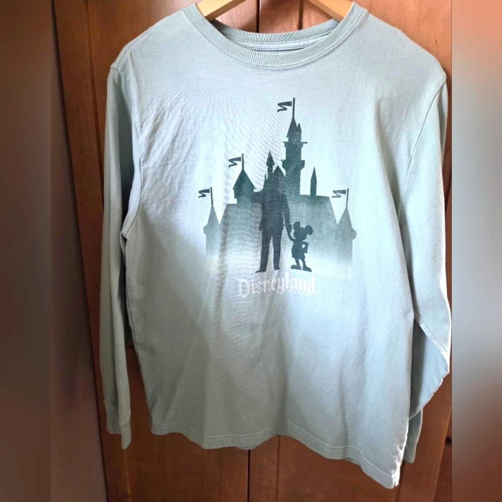 Disneyland Walt & Mickey Silhouette Long Sleeve Shirt - Mint Green with Castle